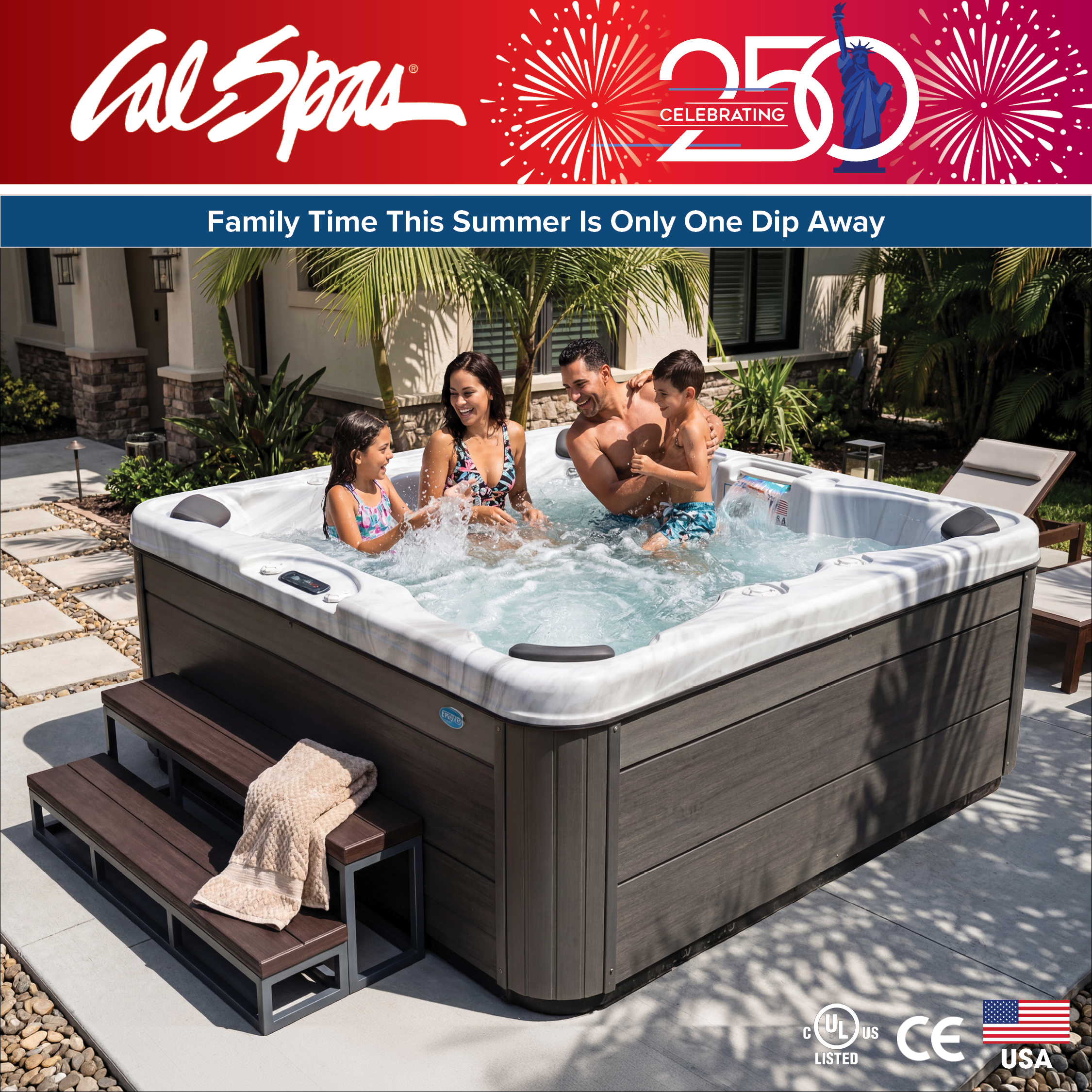 Calspas hot tub being used in a family setting - Wyoming